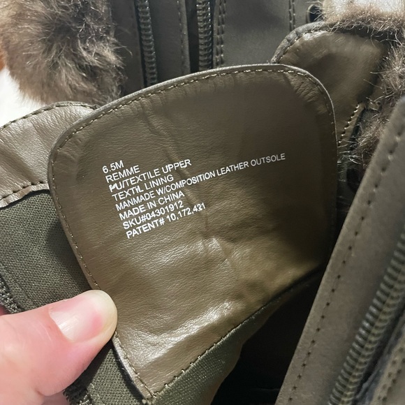 SM New York army green boots with fur - Picture 4 of 10